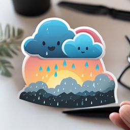 Rain Cloud Emoji Sticker - Rainy day vibes, , sticker vector art, minimalist design