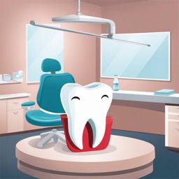 tooth clipart - a gleaming, pristine tooth, showcased in a dental clinic's spotless examination room 