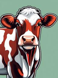 Hereford Cow cartoon - red and white cow known for beef  cartoon sticker style