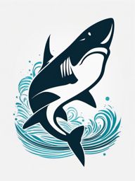 Shark Tattoo-minimalist shark silhouette with bold lines, emphasizing the iconic shape of this ocean dweller. Colored tattoo designs, minimalist, white background.  color tatto style, minimalist design, white background