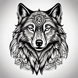 American Traditional Wolf Tattoo,classic American traditional wolf tattoo, paying homage to timeless values and loyalty. , tattoo design, white clean background