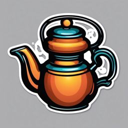 Teapot with Steam Sticker - Teapot emitting steam, ,vector color sticker art,minimal