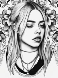 billie eilish tattoo black and white design 