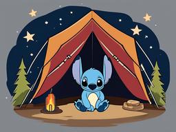 Stitch clipart - Stitch camping under the stars  color,minimalist,vector clipart