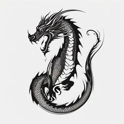 Dragon Eating Tail Tattoo - Intriguing tattoo depicting a dragon consuming its own tail.  simple color tattoo,minimalist,white background