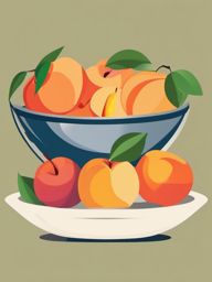 Peaches in Fruit Bowl Clipart - Peaches in a bowl of mixed fruits.  color vector clipart, minimal style