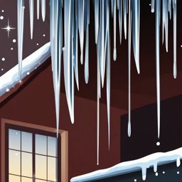 Icicles clipart - Sparkling icicles hanging from a roof, ,vector color clipart,minimal