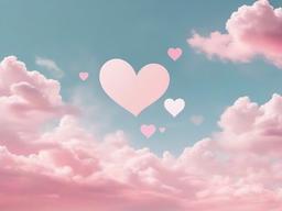 Valentine's Day background - Pastel pink and white clouds forming heart shapes in the sky  aesthetic background wallpaper