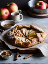 a rustic apple galette, with a free-form, flaky crust and spiced apple filling. 