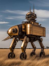 steampunk safari: robotic beasts roaming serengeti plains 