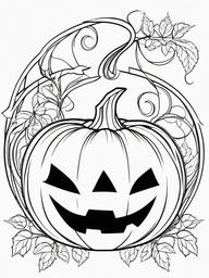 Pumpkin with Vines Coloring Pages - Pumpkin Wrapped in Twisting Vines  minimal black outline printable sheet, coloring page