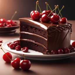 chocolate cake decoration with cherry intricate artwork masterpiece, ominous, matte painting movie poster, golden ratio, trending on cgsociety,  vibrant, production cinematic character render, ultra high quality model