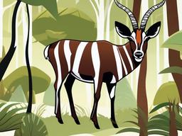 Bongo cartoon - forest-dwelling antelope with striped fur  