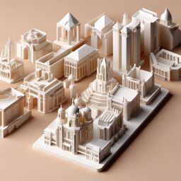 3D Printing Architectural Models clipart - 3D printing architectural models, ,vector color clipart,minimal