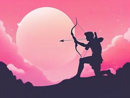 Valentine's Day background - Cupid aiming his arrow in a pastel-colored sky  aesthetic background wallpaper