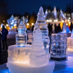 Ice Sculptures at the Festival  background picture, close shot professional product  photography, natural lighting, canon lens, shot on dslr 64 megapixels sharp focus