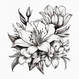 Carnation Lily Lily Rose Tattoo,Homage to art and history with a tattoo inspired by the painting Carnation, Lily, Lily, Rose, a timeless and artistic choice.  simple color tattoo,minimal vector art,white background