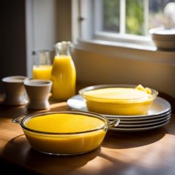 quindim in a sunny kitchen - baking bright yellow quindim, a brazilian custard dessert, in a sunlit kitchen. 