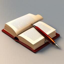 Book clipart - book with an open page and a pen  