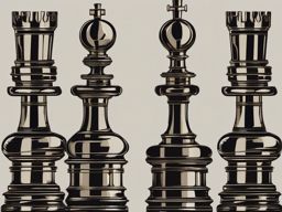 Chess pieces with metallic details ink: Industrial elegance meeting strategic finesse.  simple color tattoo style