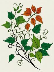 leaf and vine tattoo  simple vector color tattoo