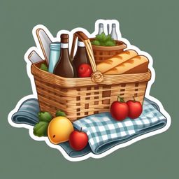 Picnic Basket and Blanket Emoji Sticker - Al Fresco dining, , sticker vector art, minimalist design