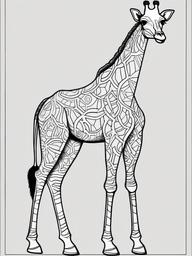 Giraffe Coloring Pages - Giraffe with a whimsical pattern on its body  simple coloring pages