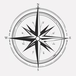 Feminine Simple Compass Tattoo - Simplified and feminine compass tattoo.  simple vector tattoo,minimalist,white background