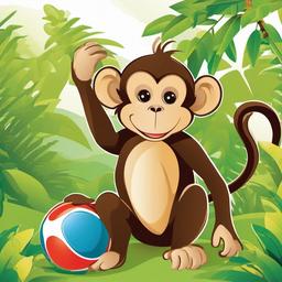 Monkey clipart - monkey playing with a ball  