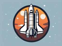 Space Shuttle Clipart - A space shuttle on a mission to the stars.  color vector clipart, minimal style