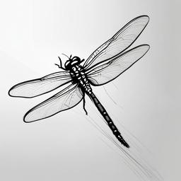 drawing of a dragonfly hovering  minimal rough sketch scribbles,doodles,black and white