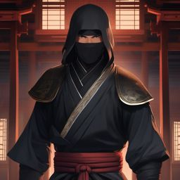 Determined ninja character in an ancient dojo. , aesthetic anime, portrait, centered, head and hair visible, pfp