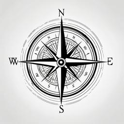 Compass Picture Tattoo - Photorealistic representation of a compass.  simple vector tattoo,minimalist,white background