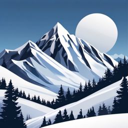 Snowy Mountain clipart - Majestic snow-covered mountain landscape, ,vector color clipart,minimal