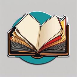 Book Sticker - Open book for reading, ,vector color sticker art,minimal