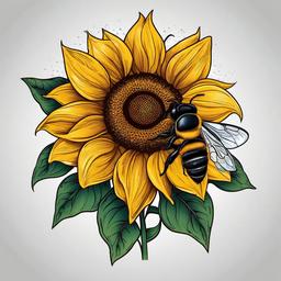 sunflower and bee tattoo  vector tattoo design