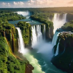 Nature Wallpaper - Majestic Waterfall in Iguazu Falls, Argentina  wallpaper style, intricate details, patterns, splash art, light colors