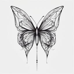 geometric butterfly tattoo  simple color tattoo, minimal, white background