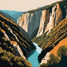 Verdon Gorge sticker- Spectacular canyon in southeastern France, , sticker vector art, minimalist design