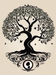 tree of life yin and yang tattoo  simple vector color tattoo