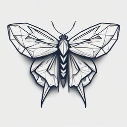 Folding Moth Tattoo - Infuse a touch of origami aesthetics with a tattoo featuring a folding or origami-style moth design.  simple vector color tattoo, minimal, white background