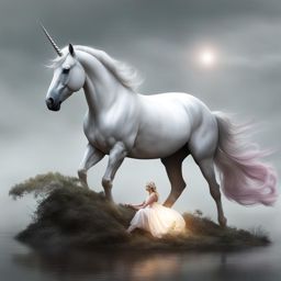 compassionate unicorn healing a wounded creature with its soothing touch and gentle presence. 