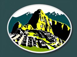 Machu Picchu sticker- Incan citadel nestled in the Andes, , sticker vector art, minimalist design