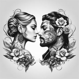 couple tattoo designs no skin,white background