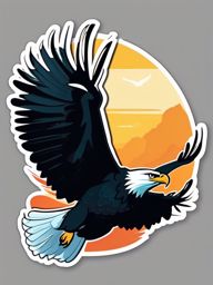 Bald Eagle Sticker - A majestic bald eagle soaring in the sky, ,vector color sticker art,minimal