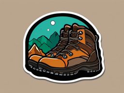 Hiking Boot Sticker - Outdoor exploration, ,vector color sticker art,minimal
