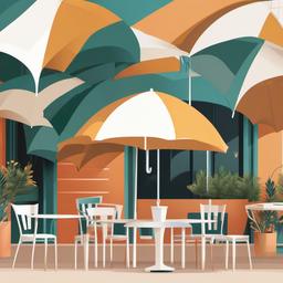 Umbrella clipart - large umbrella shading an outdoor cafe  color,minimalist,vector clipart