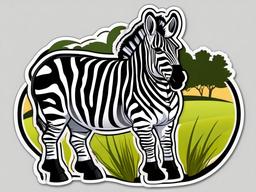 Zebra cartoon - striped grazer of the savanna  cartoon sticker style