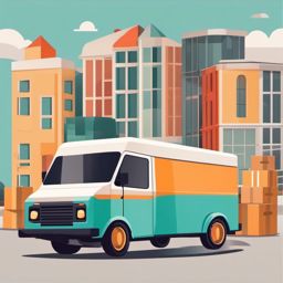 Delivery Van Clipart - A delivery van carrying packages.  color vector clipart, minimal style