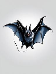 Bat Flying Tattoo-Dynamic tattoo design capturing the motion of a bat in flight.  simple color tattoo,white background